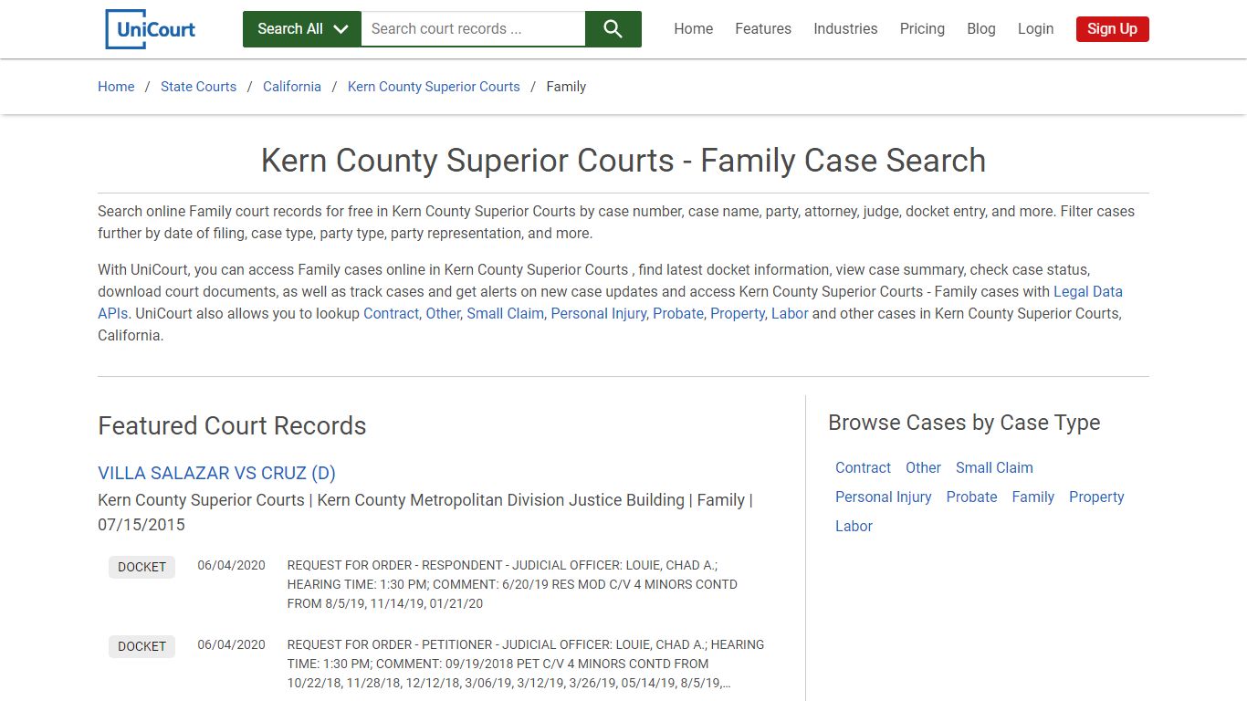 Family Case Search - Kern County Superior Courts, California