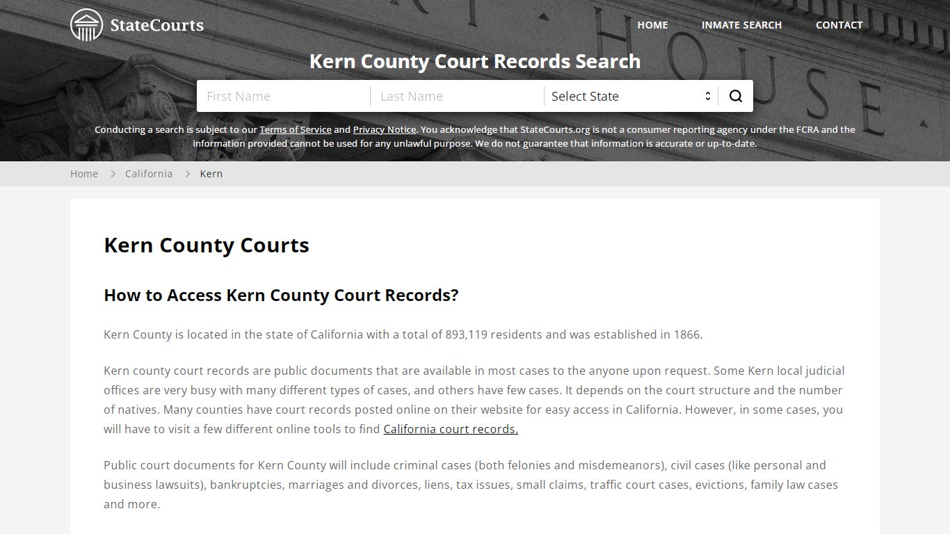 Kern County, CA Courts - Records & Cases - StateCourts